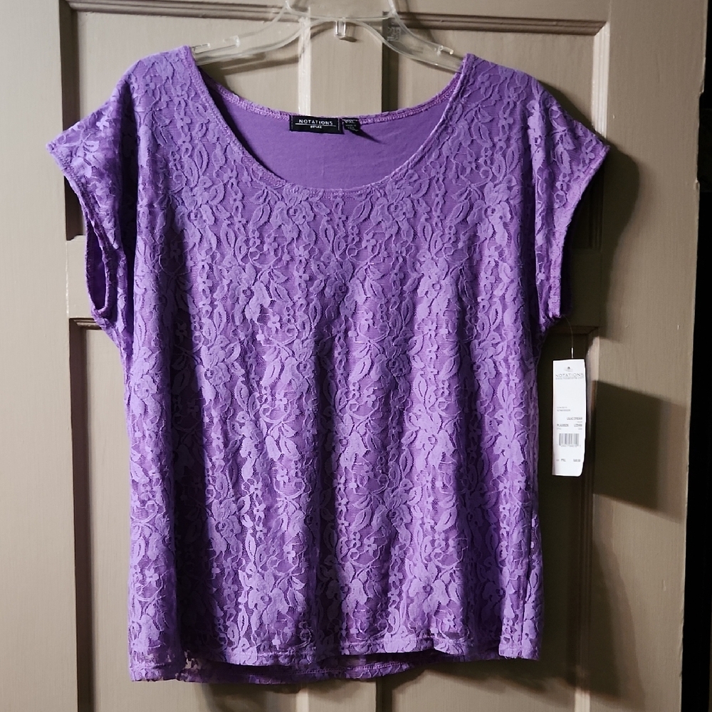 NWT Notations Purple Lace Top Lilac Dream PXL $40